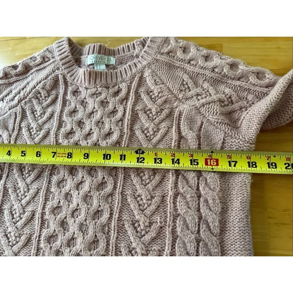 Forever 21 Essentials Dusty Pink Cable-Knit Sweater – Size S